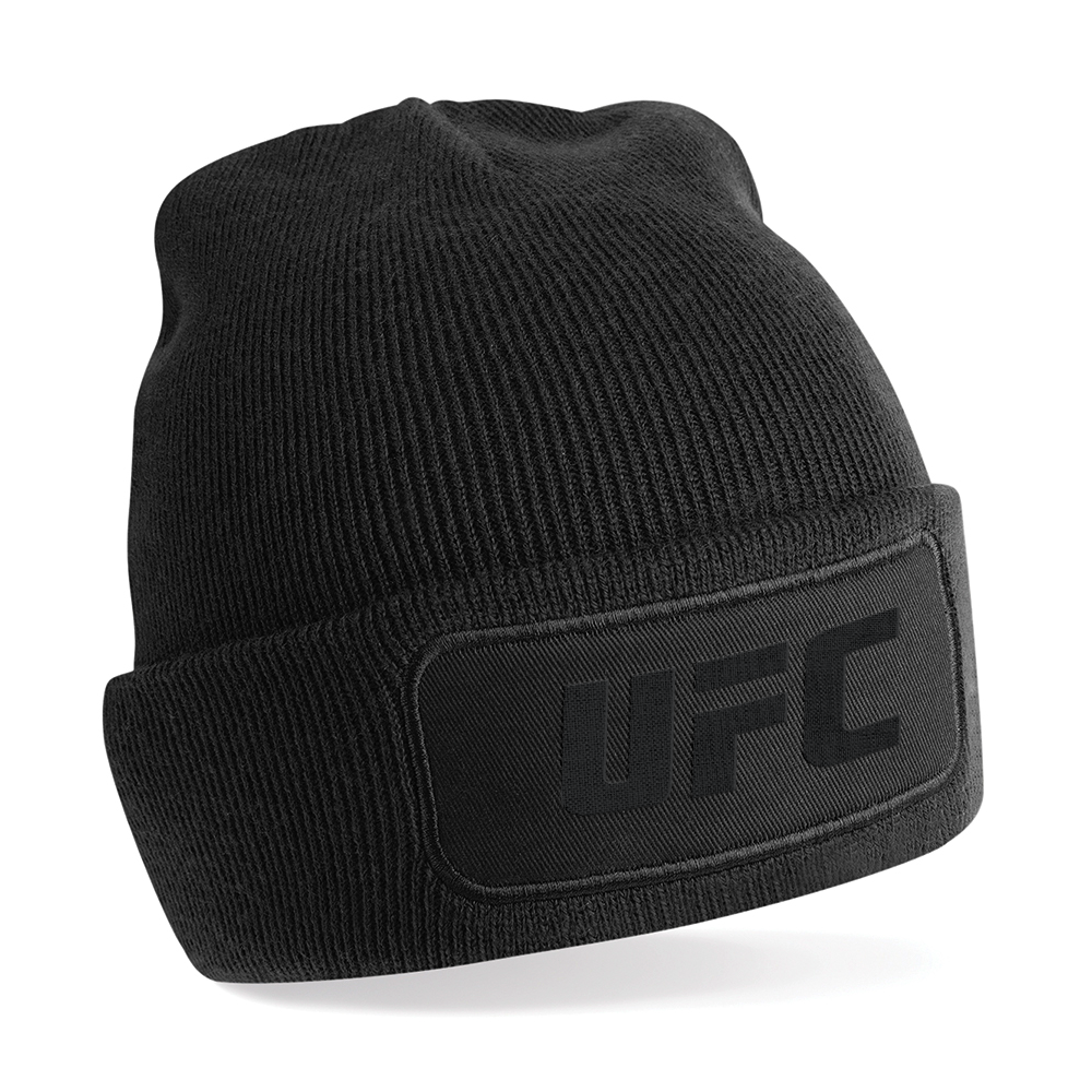 Men s UFC Wordmark Knit Hat Black Beanie UFC NZ